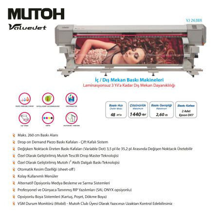 Mutoh VJ 2638X Ekosolvent Baskı Makinesi